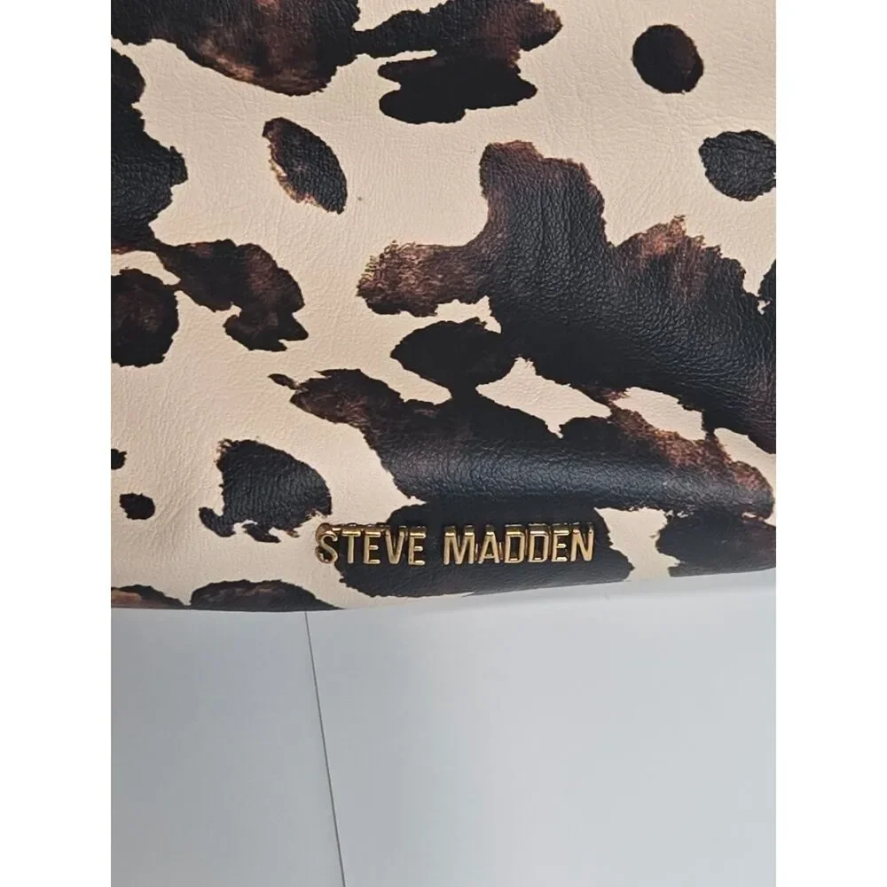 Steve Madden Animal Print Slouchy Hobo Bag | Brown Cow Leopard Shoulder Handbag